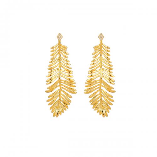 Messing Tropfen Ohrring, 18K vergoldet, Modeschmuck & für Frau, goldfarben, 74mm, verkauft von Paar