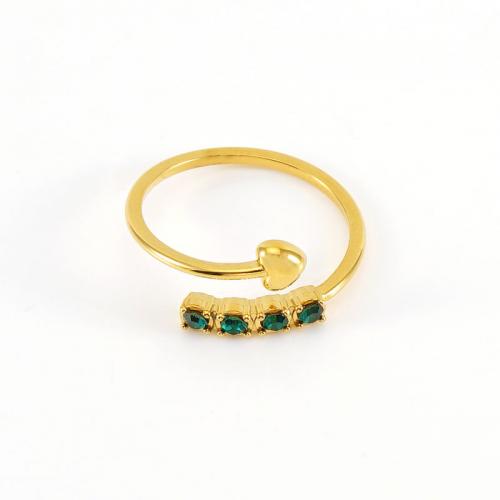 Edelstahl Fingerring, 304 Edelstahl, mit Kristall, 18K vergoldet, Modeschmuck & für Frau, keine, Größe:7, verkauft von PC