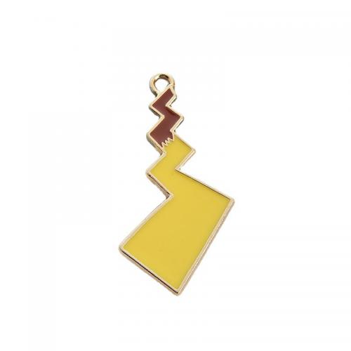 Zinc Alloy Enamel Pendants, Lightning Symbol, gold color plated, DIY 
