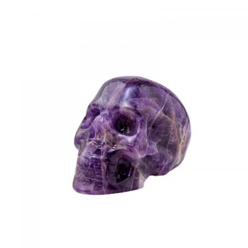 Natural Quartz Decoration, Amethyst, Skull, Carved, for home and office, purple, 77mm 