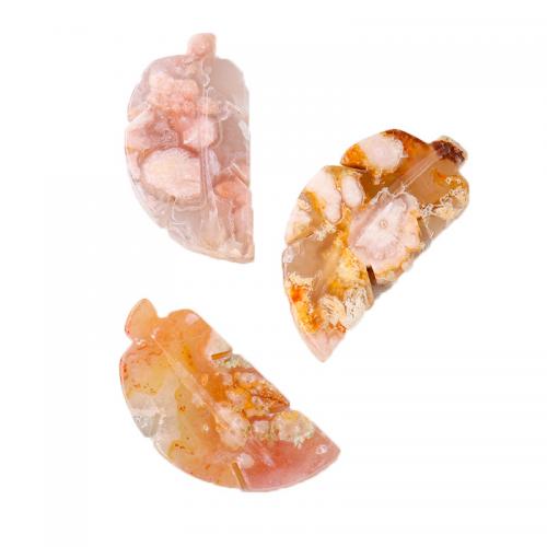 Agate Decoration, Cherry Blossom Agate, Leaf, Carved, for home and office, Random Color, Length about 5cm 