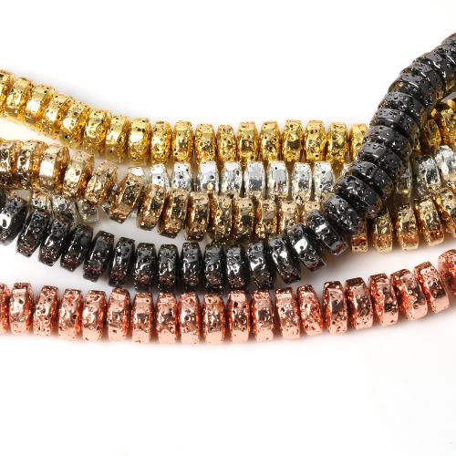 Multicolor Lava Perlen, flache Runde, DIY, keine, 8mm, Länge:ca. 38 cm, verkauft von Strang