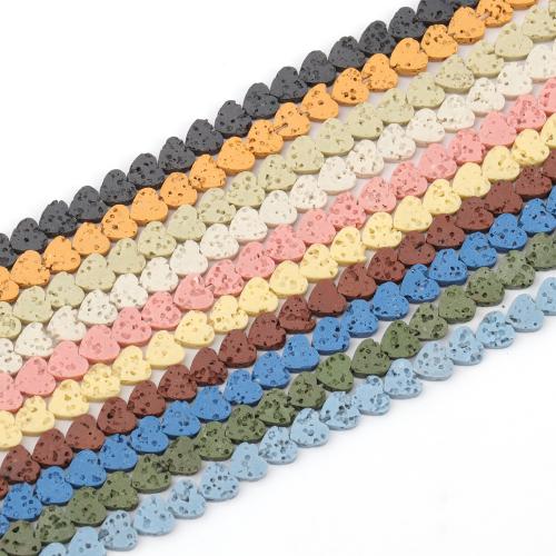 Perles de lave multicolor, lave volcanique, coeur, DIY, plus de couleurs à choisir, 6.5mm Environ 38 cm, Vendu par brin
