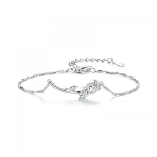 Sterling Silver Bracelets, 925 Sterling Silver, with 5.5CM extender chain, plated, for woman, silver color Approx 16.5 cm 