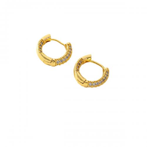 Befestiger Zirkonia Messing Ohrring, vergoldet, Micro pave Zirkonia & für Frau, goldfarben, verkauft von Paar