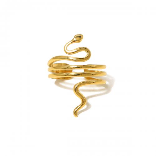 304 Stainless Steel Cuff Finger Ring, Snake, 18K gold plated, fashion jewelry & for woman, US Ring 