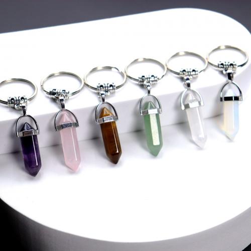 Zinc Alloy Key Chain Jewelry, Natural Stone, with Zinc Alloy, silver color plated, fashion jewelry & Unisex 