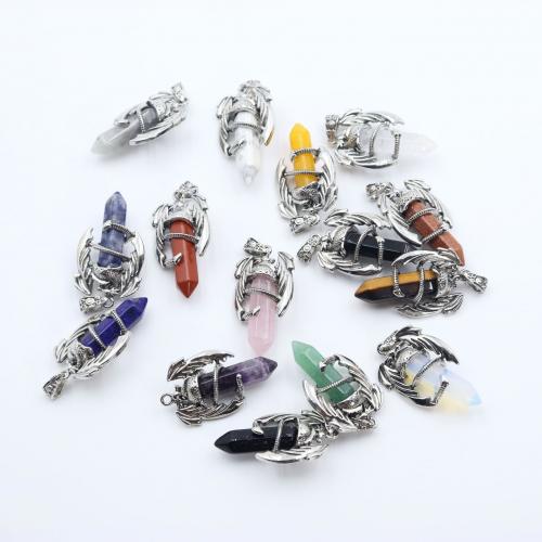 Gemstone Jewelry Pendant, Natural Stone, with Zinc Alloy, silver color plated, fashion jewelry & DIY 