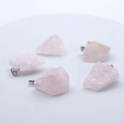 Natural Quartz Pendants, Rose Quartz, fashion jewelry & DIY, pink, Length about 15-25mm 