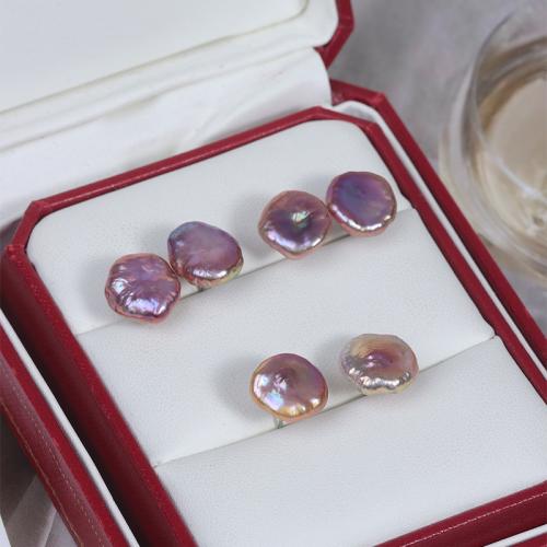 Freshwater Pearl Stud Earring, Baroque, fashion jewelry & for woman, purple, Length about 11-12mm 