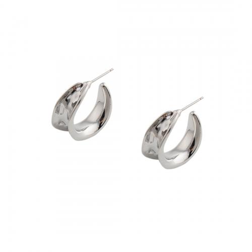 Sterling Silver Stud Earring, Argent sterling 925, Plaqué de platine, bijoux de mode & pour femme Vendu par paire