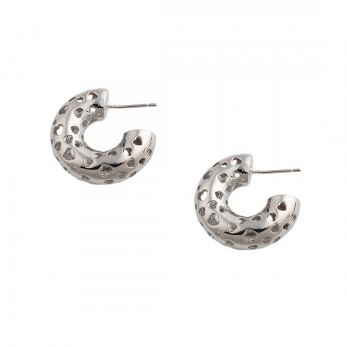 Sterling Silver Stud Earring, 925 Sterling Silver, platinum plated, fashion jewelry & for woman 