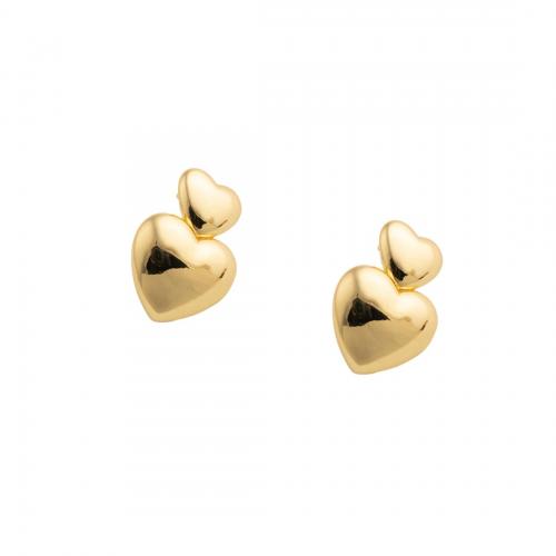 Sterling Silver Stud Earring, 925 Sterling Silver, Heart, real gold plated, fashion jewelry & for woman 