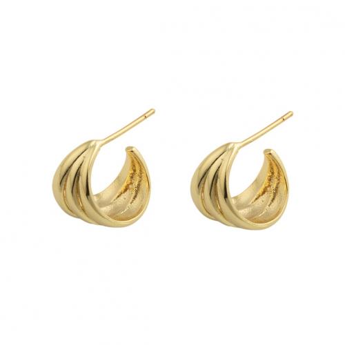 Sterling Silver Stud Earring, 925 Sterling Silver, real gold plated, fashion jewelry & for woman 