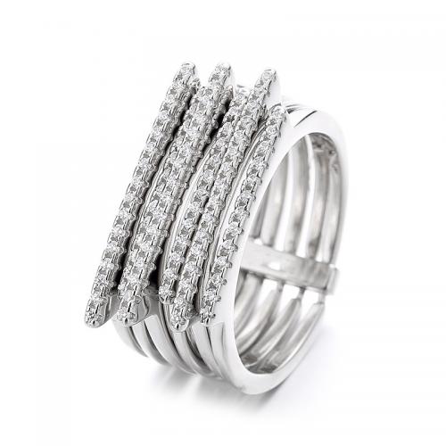 Zircon pavent l'anneau en laiton de doigt, bijoux de mode & normes différentes pour le choix & pavé de micro zircon & pour femme, Vendu par PC
