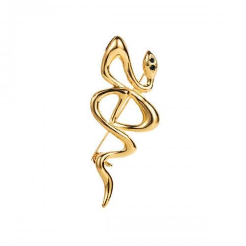 Zinc Alloy Jewelry Brooch, Snake, gold color plated, fashion jewelry & for woman, golden 