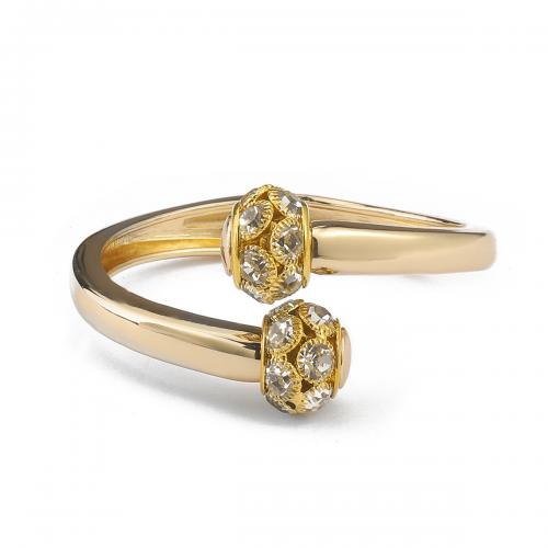 Zinc Alloy Cuff Bangle, fashion jewelry & for woman & with rhinestone, golden 
