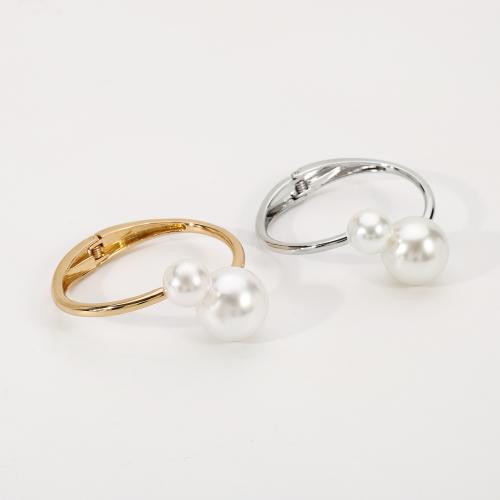 Zinc Alloy Cuff Bangle, with Plastic Pearl, plated, fashion jewelry & for woman Inner Approx 64mm 