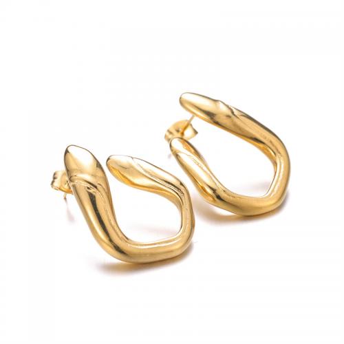 Edelstahl Stud Ohrring, 304 Edelstahl, Modeschmuck & für Frau, goldfarben, 26x19mm, verkauft von Paar
