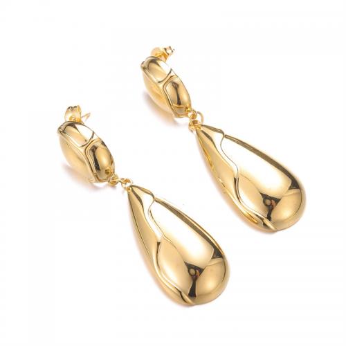 Edelstahl Tropfen Ohrring, 304 Edelstahl, Modeschmuck & für Frau, goldfarben, 55x17mm, verkauft von Paar