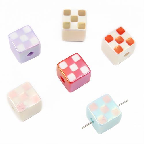 Plating Acrylic Beads, Cube, DIY 14mm Approx 4mm 