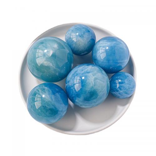 Gemstone Decoration, Aquamarine, Round, for home and office blue 
