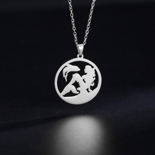 Stainless Steel Jewelry Necklace, 304 Stainless Steel, with 5CM extender chain, Round, plated, for woman & hollow m 