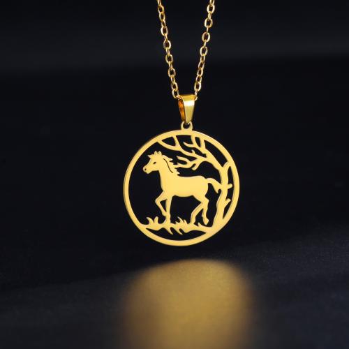 Stainless Steel Jewelry Necklace, 304 Stainless Steel, with 5CM extender chain, Horse, plated, for woman & hollow cm 