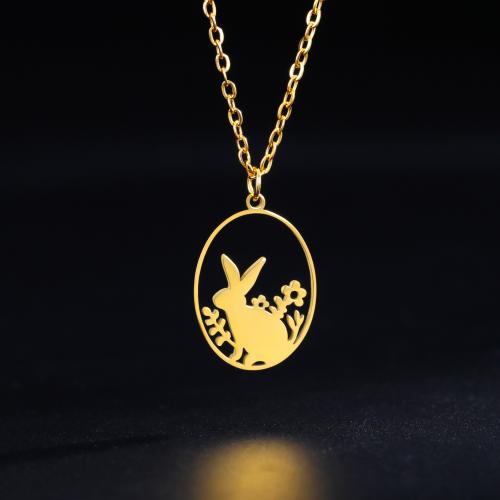 Stainless Steel Jewelry Necklace, 304 Stainless Steel, with 5CM extender chain, Rabbit, plated, for woman & hollow cm 