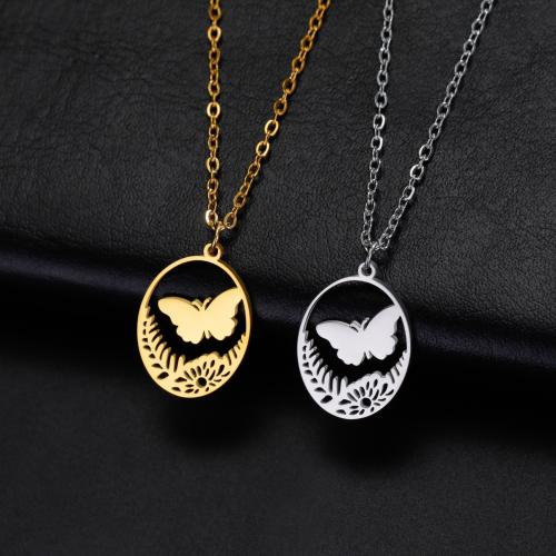 Stainless Steel Jewelry Necklace, 304 Stainless Steel, with 5CM extender chain, Butterfly, plated, for woman & hollow cm 