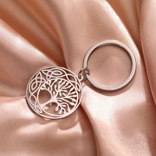 Stainless Steel Key Chain, 304 Stainless Steel, Tree, plated, fashion jewelry & hollow 