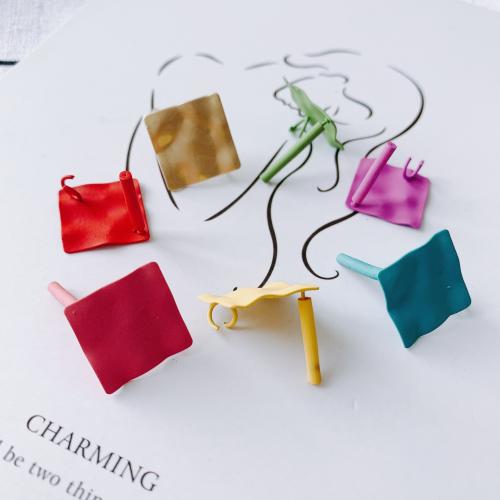 Iron Earring Stud Component,  Square, painted, DIY 