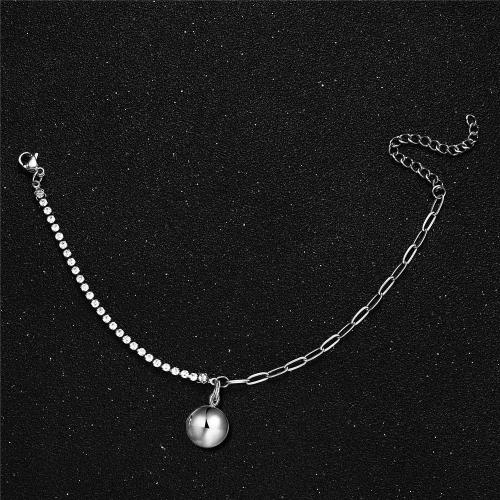 Stainless Steel Jewelry Necklace, 304 Stainless Steel, with Crystal, with 5cm extender chain, fashion jewelry & Unisex Approx 18 cm 