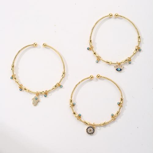 Cubic Zirconia Micro Pave Brass Bracelet, fashion jewelry & micro pave cubic zirconia & for woman, gold, Inside mm 