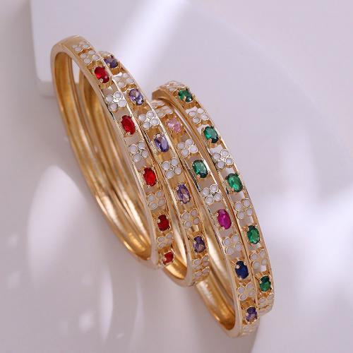 Cubic Zirconia Micro Pave Brass Bracelet, gold color plated, fashion jewelry & micro pave cubic zirconia & for woman & hollow Inside mm 