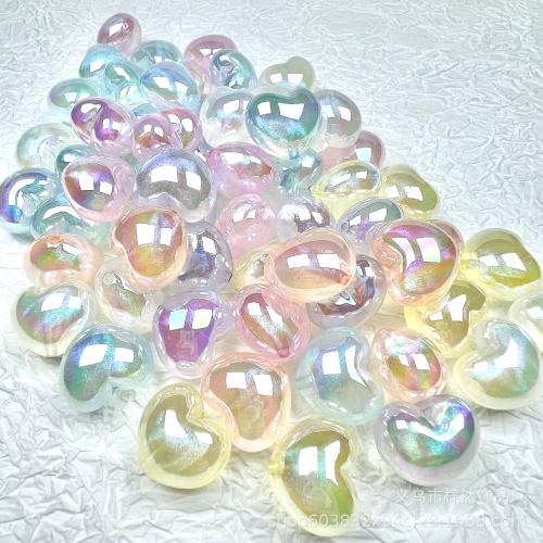 Perles acryliques plaquée, Acrylique, coeur, DIY, plus de couleurs à choisir, 23mm, Environ Vendu par sac