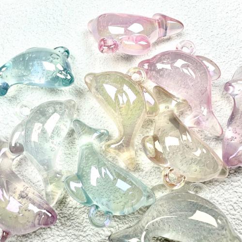 Transparent Acrylic Beads, Dolphin, colorful plated, DIY Approx 