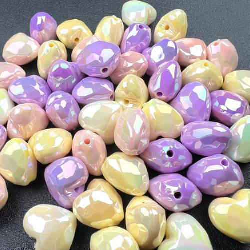 Acrylic Beads, Heart, colorful plated, DIY & luminated 21mm, Approx 