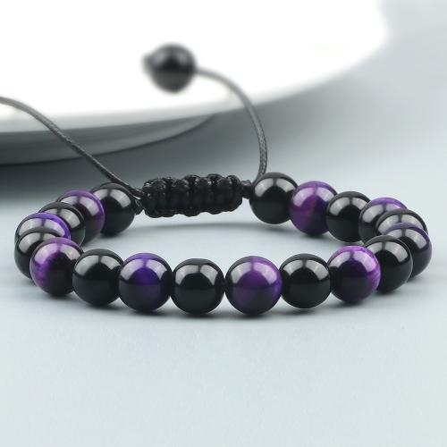Gemstone Bracelets, Wax Cord, with Gemstone, Adjustable & fashion jewelry & Unisex 8mm Approx 17-28 cm 