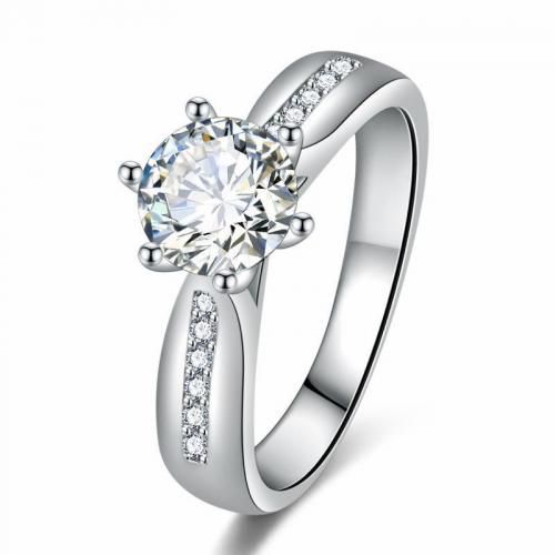 metal anillo, chapado, diverso tamaño para la opción & micro arcilla de zirconia cúbica & para mujer, más colores para la opción, tamaño:6-10, Vendido por UD