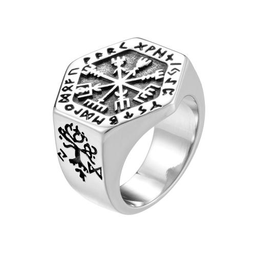 316L Stainless Steel Finger Ring, Compass, plated & for man & blacken US Ring 