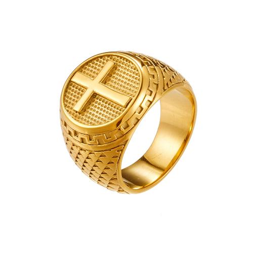 316L Stainless Steel Finger Ring, plated, with cross pattern & for man & blacken US Ring 