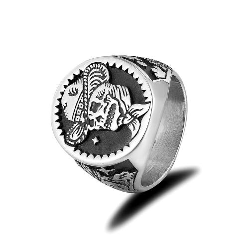 316L Stainless Steel Finger Ring, Skull, plated, Unisex  & blacken, US Ring 