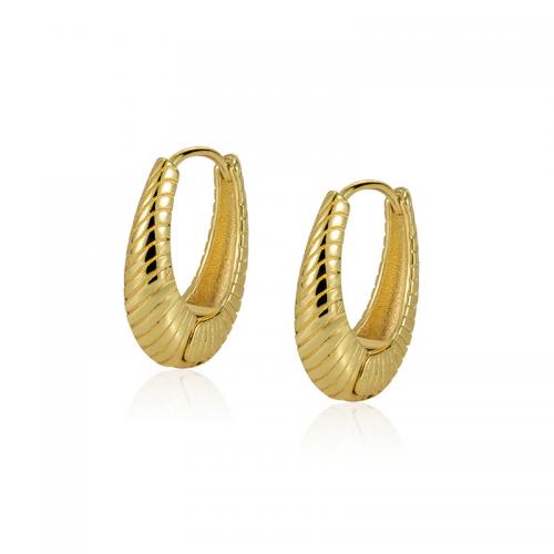 Brass Huggie Hoop Earring, Letter U, gold color plated, vintage & for woman 