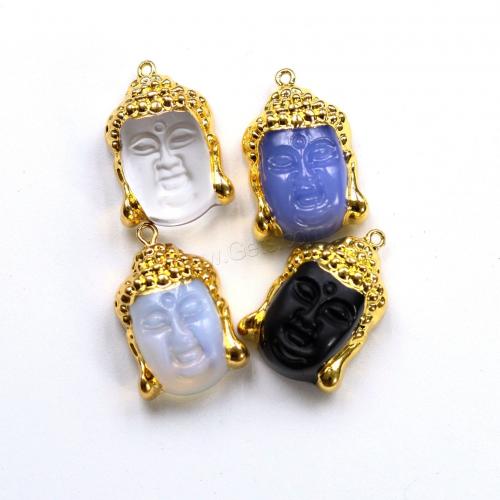 Crystal Brass Pendants, with Brass, Buddha, gold color plated, fashion jewelry & DIY 