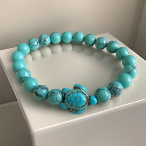 Gemstone Bracelets, with Elastic Thread, Turtle, fashion jewelry & Unisex 20mm Approx 18-30 cm 
