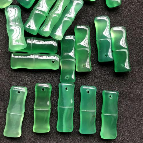 Green Agate Pendant, Bamboo, polished, DIY, green 