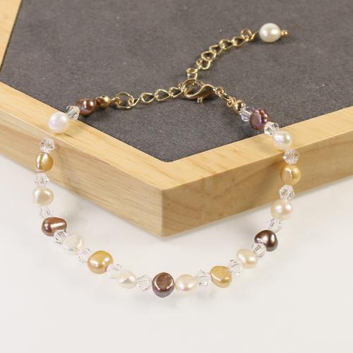Cultured Freshwater Pearl Brass Bracelet, with Freshwater Pearl, with 5cm extender chain, high quality plated, fashion jewelry & micro pave cubic zirconia & for woman Approx 17 cm 