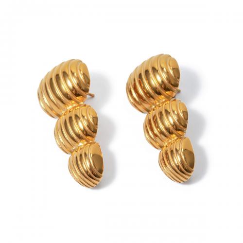 Edelstahl Stud Ohrring, 304 Edelstahl, 18K vergoldet, Modeschmuck & für Frau, goldfarben, 40x20mm, verkauft von Paar