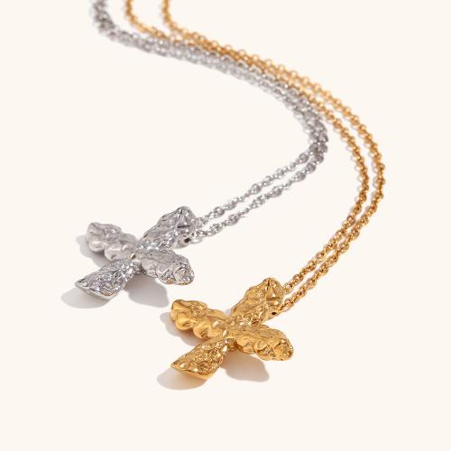 Stainless Steel Jewelry Necklace, 316L Stainless Steel, with 5cm extender chain, Cross, Vacuum Ion Plating, fashion jewelry & for woman Approx 40 cm 